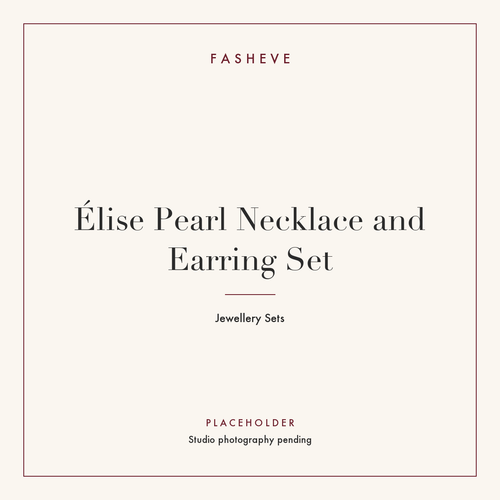 Branded placeholder plate for Élise Pearl Necklace and Earring Set — studio photography pending